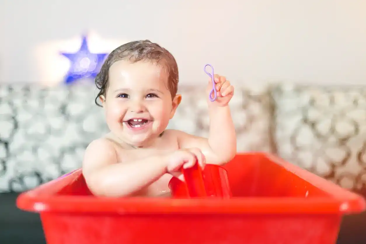 baby in the baby bath