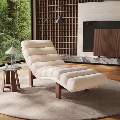 Kxrtuw Chaise Modern Chaise Lounge com pernas de madeira sem braço sem braço sede estofado & ndash; Perfeito para quarto ou escritório da sala de estar' loading='lazy' title=