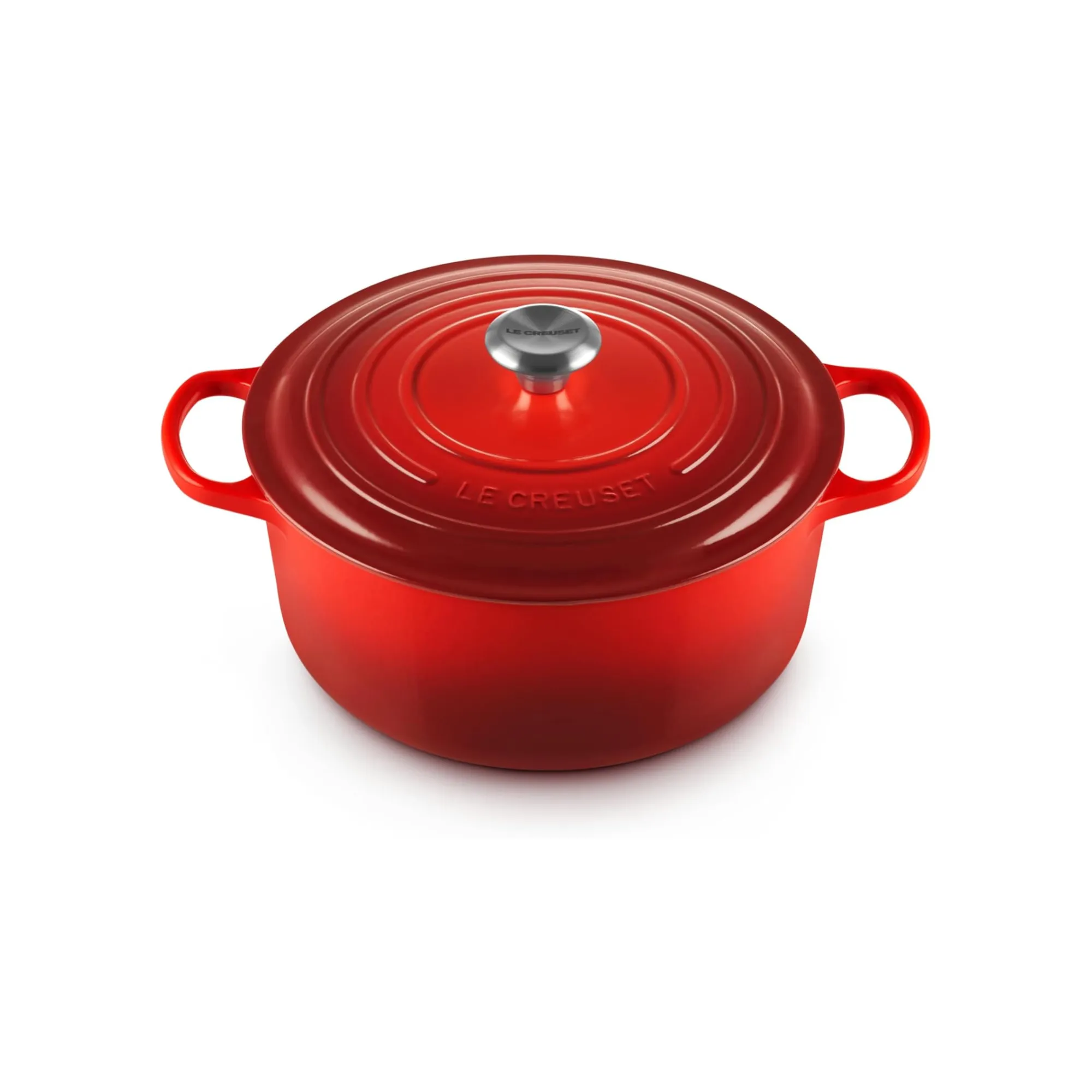 Forno holandês redondo exclusivo de ferro fundido esmaltado Le Creuset 7,25 Qt. Cereja' loading='lazy' title=