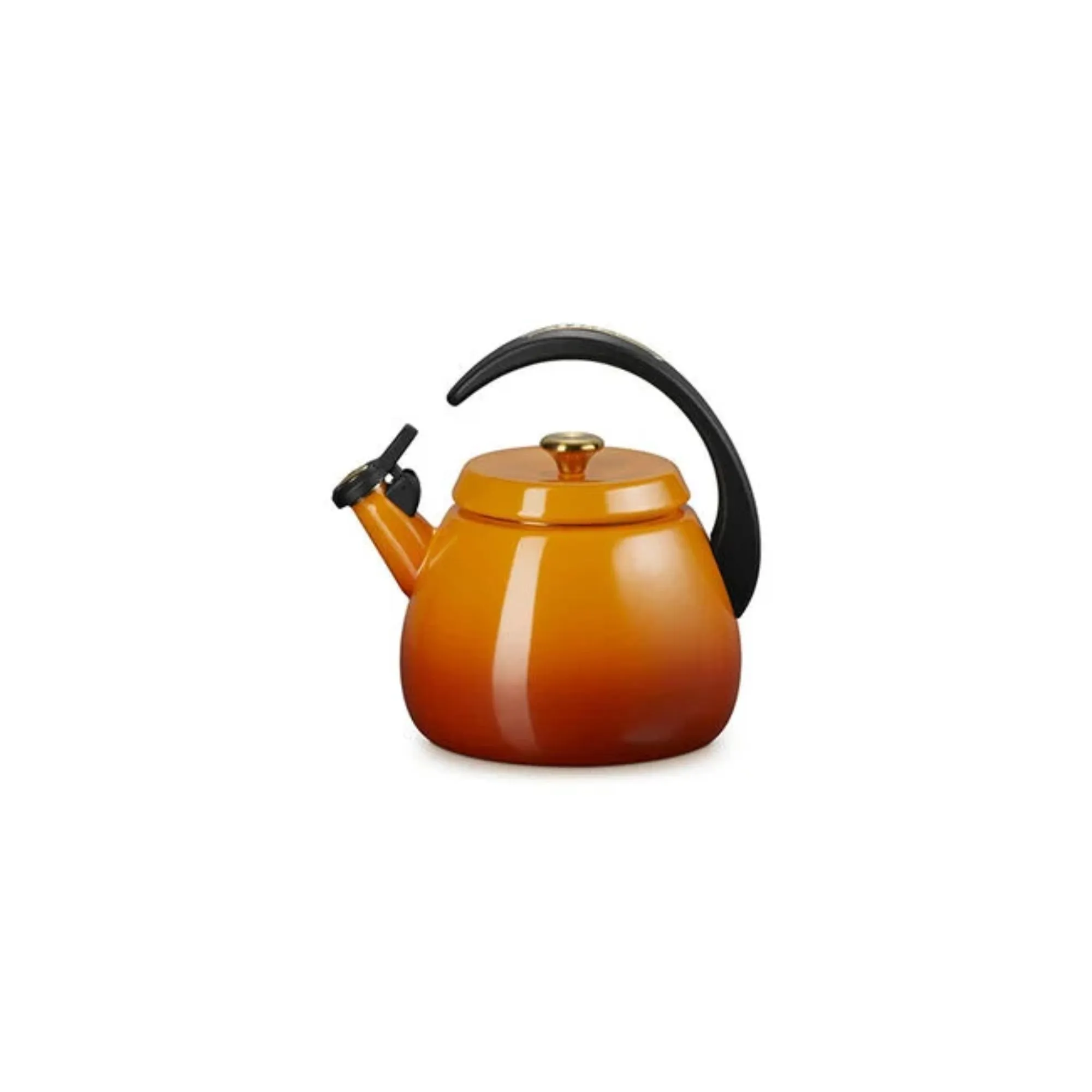 Chaleira laranja escuro com alça preta curva' loading='lazy' title=