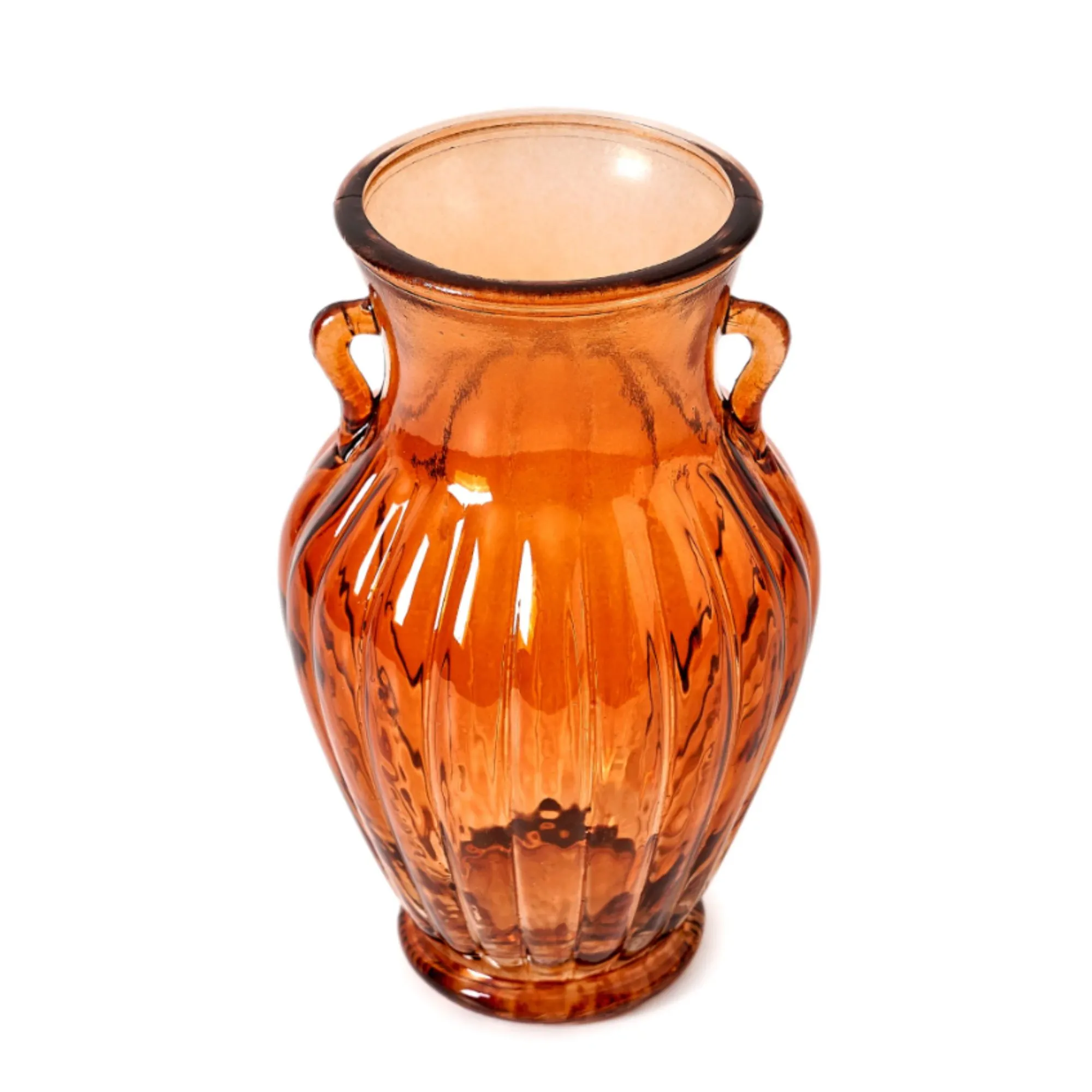 Lindo vaso de flores de vidro âmbar para flores frescas ou artificiais' loading='lazy' title=