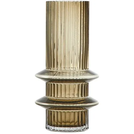 Lindo vaso de vidro tubular cinza ostra com 8,5 de altura e nervuras por Drew Barrymore 3,93 D' loading='lazy' title=