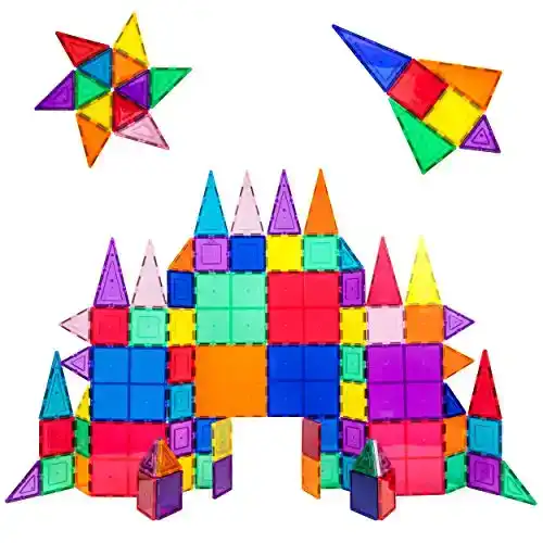PicassoTiles 100 Piece Set 100pcs Magnet Building Tiles Clear Magnetic 3D Building Blocks Construction Playboards, Creativity beyond Imagination, Inspirational, Recreational, Educational Conventional