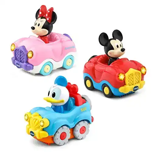 VTech Go! Go! Smart Wheels Disney Starter Pack with Mickey Mouse Convertible, Minnie Mouse Convertible and Donald Duck SUV, Multicolor