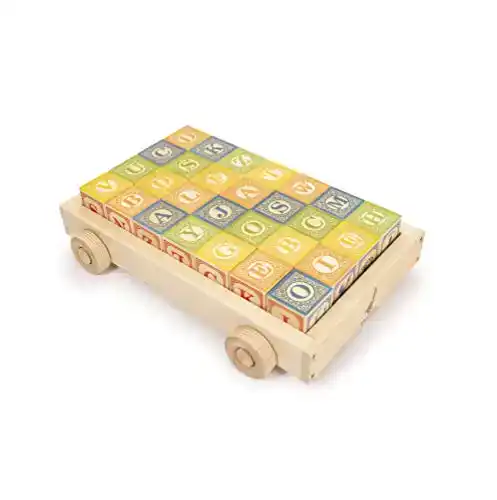Uncle Goose Classic ABC Blocks with Wagon - Made in The USA