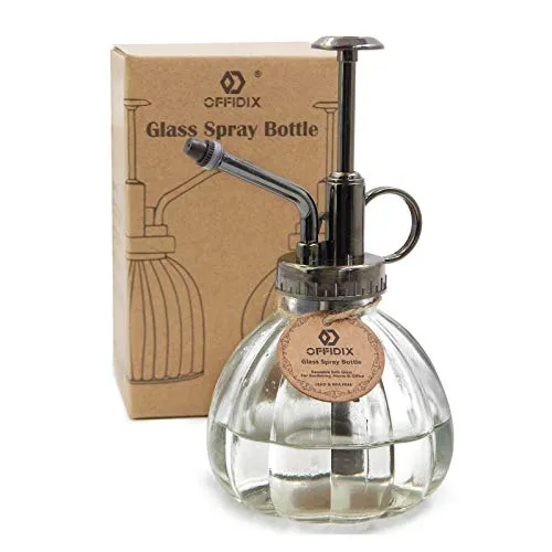 Offidix Blood spray per annaffiatori di vetro trasparente 6,3 pollici in stile vintage con pompa in plastica in bronzo a una pianta di vetro Mister Mister può essere interno interno' loading='lazy' title=