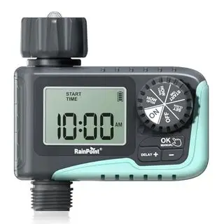 Rainpoint, timer per irrigazione, timer programmabile per tubo da giardino, timer per tubo da esterno con ritardo pioggia/sistema di irrigazione manuale/automatico, timer digitale per irrigazione per cortile, prato, 1 uscita
