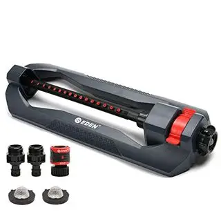 Eden 96213 Irrigatore oscillante essenziale per prato e giardino | Irrigatore d'acqua per cortile, copre fino a 3.600 mq. Piedi, base pesante