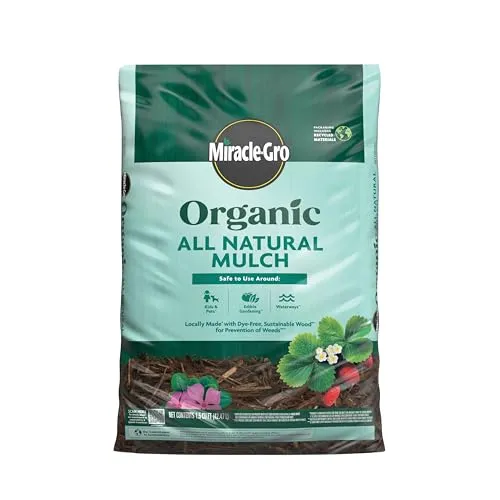 Miracle-Gro Organic All Natural Mulch sækkede og strimlede mulch landskabspleje omri opført 1,5 cu. Ft.' loading='lazy' title=