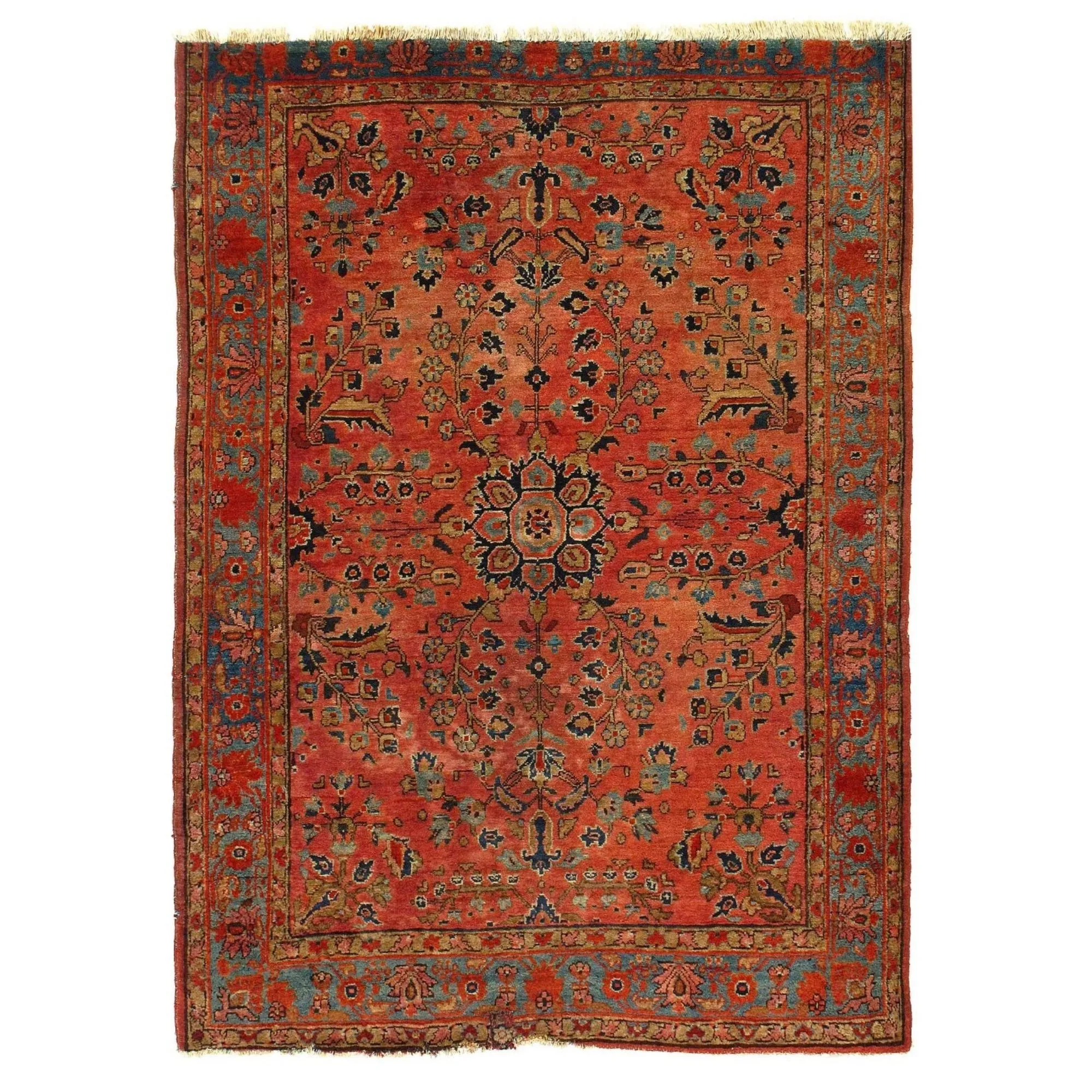 Feiner handgeknüpfter antiker Sarouk 3’6’’ x 4’9’’' loading='lazy' title=