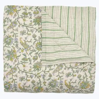 colcha floral verde