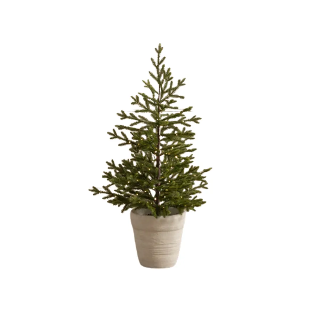 Mini forudbelyst juletræ i keramisk planter' loading='lazy' title=