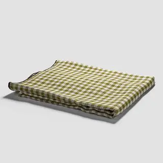 Gingham-Tischdecke „Ferkel im Bett“.