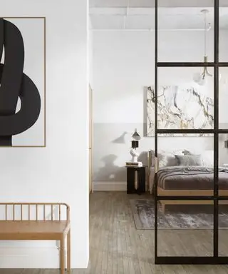 벤자민 무어(Benjamin Moore)가 하얀 비둘기(White Dove)로 그린 침실