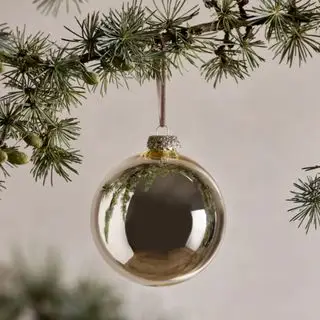 adorno de árbol de navidad de vidrio redondo de champán