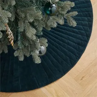 falda de árbol de Navidad de terciopelo azul oscuro