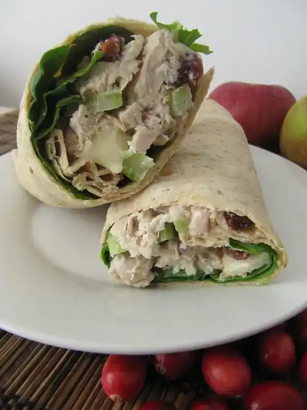 Chicken Cranberry Salad Spinach Wraps