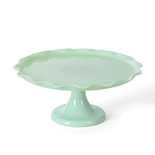 Martha Stewart Highbrook 11 ručně vyráběné stojan Jadeite Glass Cake - lemování' loading='lazy' title=