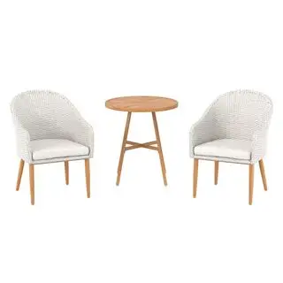Origin 21 Veda Springs 3-dílná bílá Wicker Bistro Patio Set na bílém pozadí