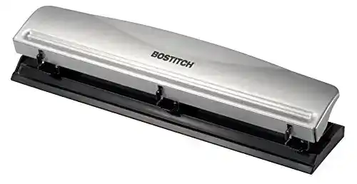 Bostitch Office HP12 3 Hole Punch, 12 Sheet Capacity, Metal,Silver
