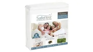 Boll & Branch madrasbeskytter mod beige baggrund.