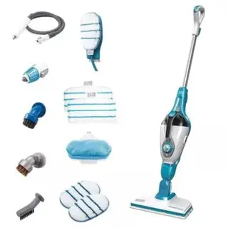 Parný mop Black + Decker so siedmimi nástavcami na ľavej strane
