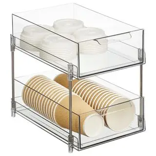 Nate Home by Nate Berkus Organizador de cajones extraíble de plástico deslizante de 2 niveles