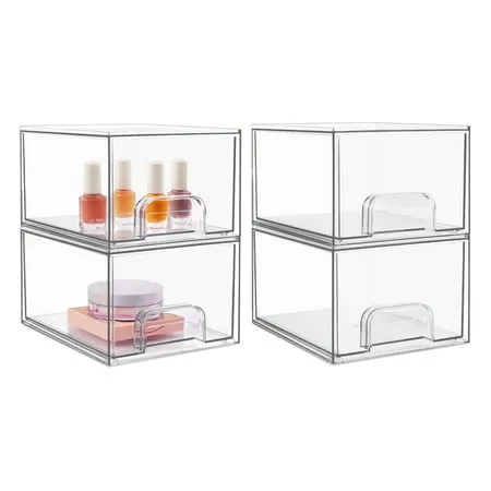 Vtopmart Stackable Makeup Storage Skuffers 4 Pack Acrylic Baderomsarrangører Tydelige plastoppbevaringsbinger 4.4 Høyt' loading='lazy' title=