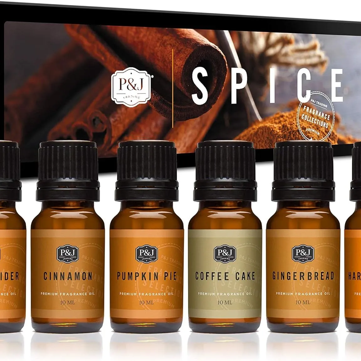 Conjunto de especiarias e óleo de fragrância P&j | Colheita de Canela Especiarias Cidra de Maçã Bolo de Café Pão de Gengibre e Torta de Abóbora Aromas de Velas para Fazer Velas Sabonetes Frescos Suprimentos Difusor Aromas de Óleo' loading='lazy' title=