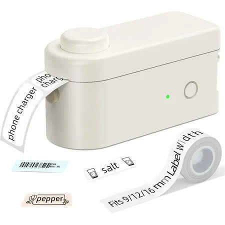 Makeid Etikettendrucker mit Klebeband – tragbar und tragbar Wiederaufladbare Etikettendrucker mit integriertem Cutter, wasserdichtes .63-Band – kabelloser Etikettendrucker, kompatibel mit Android und Android iOS-Geräte' loading='lazy' title=