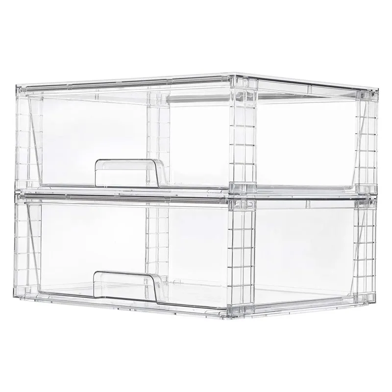 Rebrilliant 2er-Pack große Schubladen – Stapelbarer, durchsichtiger Acryl-Organizer für Badezimmer, Schrank und Küche, einfache Montage | Wayfair' loading='lazy' title=