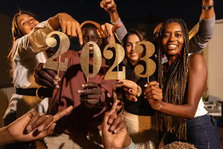 teen friends celebrating new years eve together