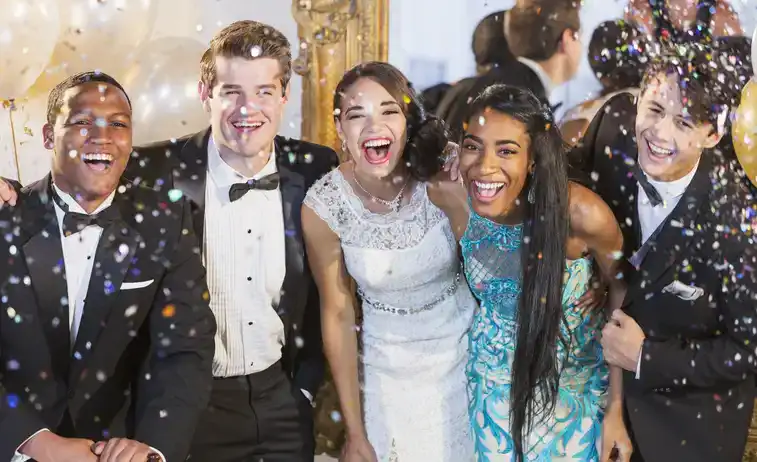 teens at formal and fancy NYE party