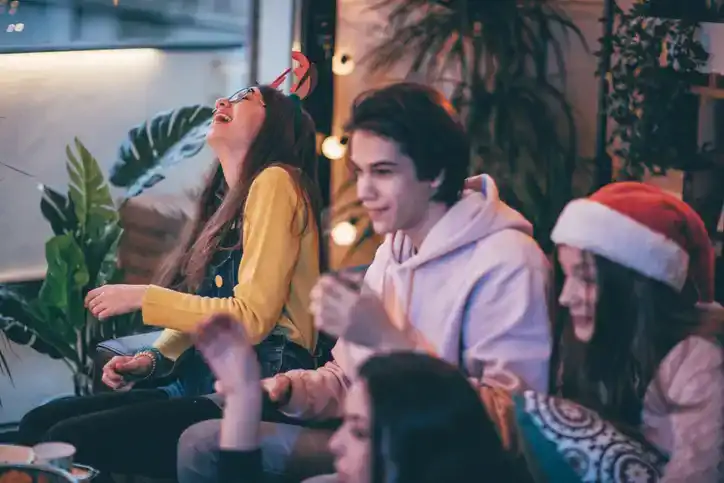 teens having fun new year