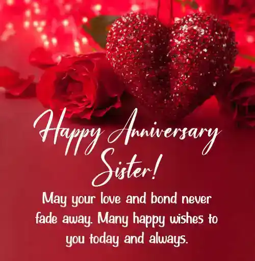 wedding anniversary wishes to sister