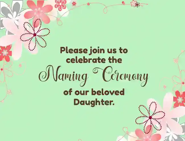 Naming Ceremony Invitation Message for Baby Girl