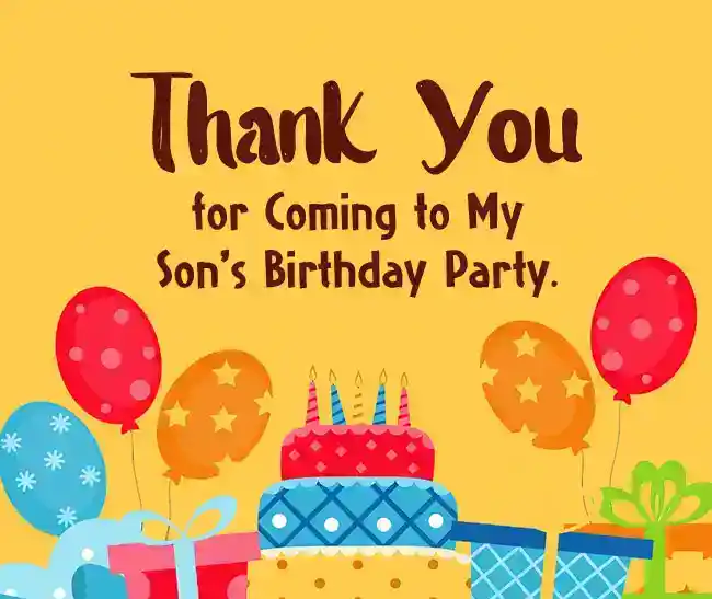thank you for coming to my sons birthday party