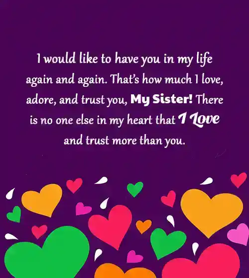 long sweet message for sister