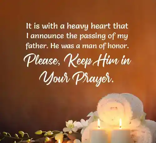 my father passed away message