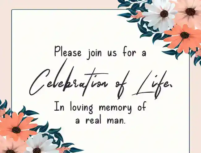 Celebration of Life Invitation Message Male