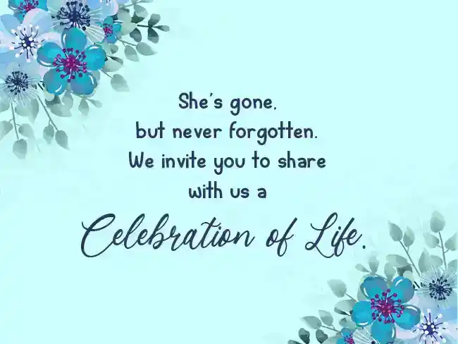Celebration of Life Invitation Message Female
