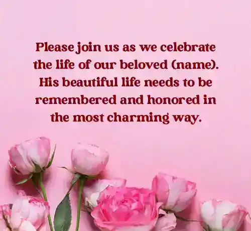 memorial service invitation message