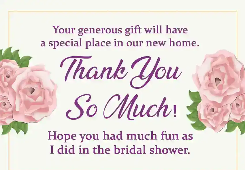 Thank You Messages for Bridal Shower Gift