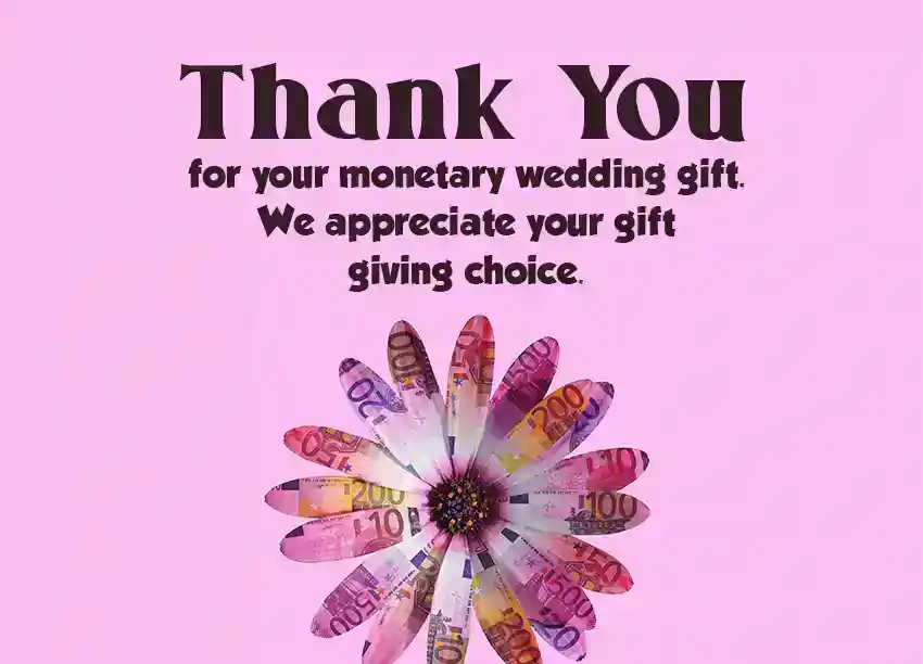 Wedding Thank You Card Message for Money