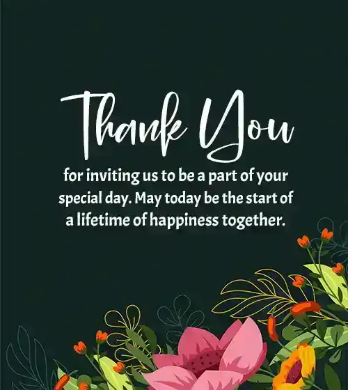 Thank You Message For Wedding Invitation