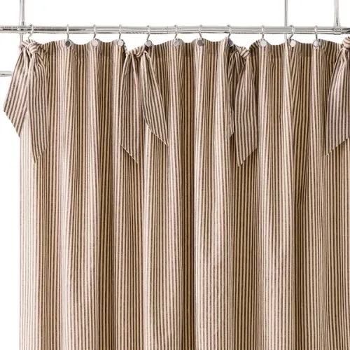 West Elm Pierce & Ward-Streifen-Duschvorhang aus Baumwollleinen' loading='lazy' title=