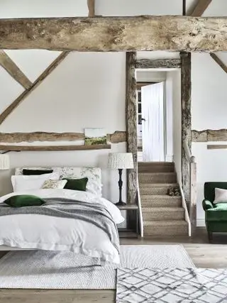 cabaña dormitorio vigas neptuno