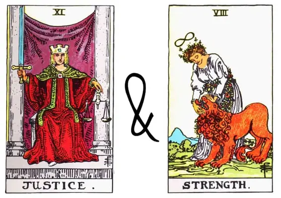 justice and strenght card combination