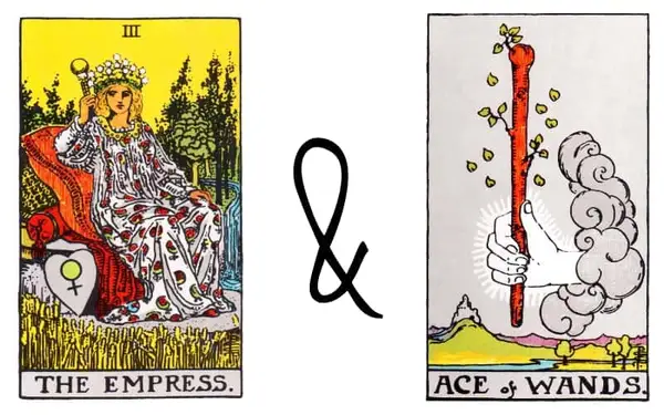 empress and ace of wands tarot card combination