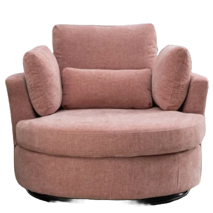 ružové okrúhle kreslo so štyrmi vankúšikmi' loading='lazy' title=